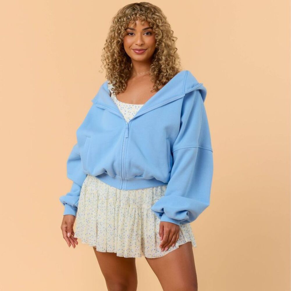 Blogilates -  Women's Mommy & Me Marshmallow Hooded S Blue